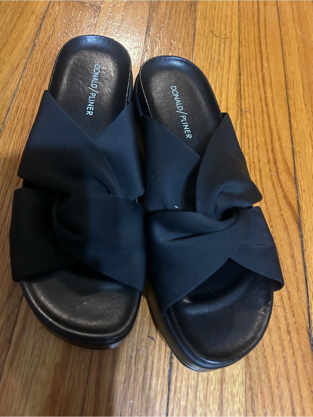 Donald J. Pliner Black Knot Slide Sandals